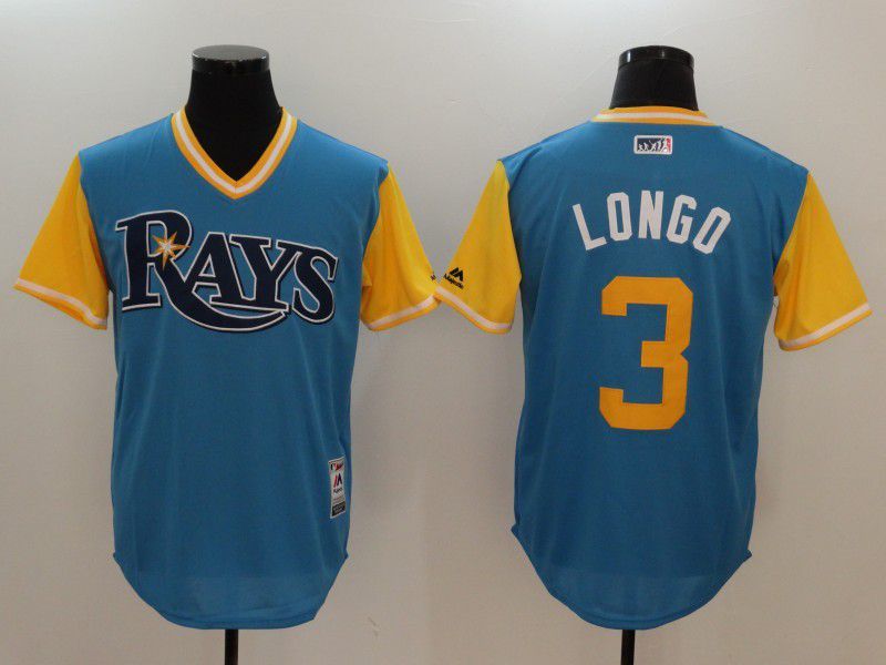 Men Tampa Bay Rays 3 Longo Light Blue Game 2022 Legend Edition MLB Jersey